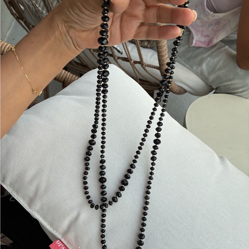 Elegant Black Beaded Necklace, White House black market.